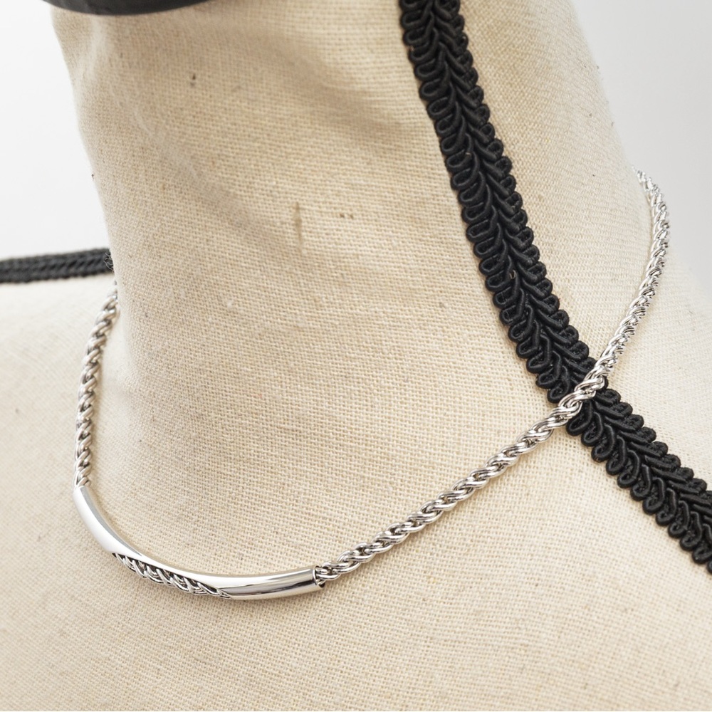Vintage Biagi silver choker bar choker minimalist timeless classic style 90s Y2K - Picture 3 of 15